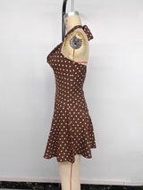 Polka Dot Sleeveless Dress with Ruffled Hem
