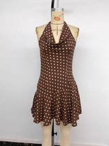 Polka Dot Sleeveless Dress with Ruffled Hem