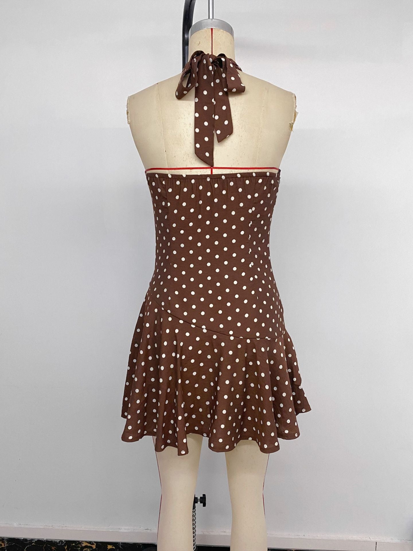 Polka Dot Sleeveless Dress with Ruffled Hem