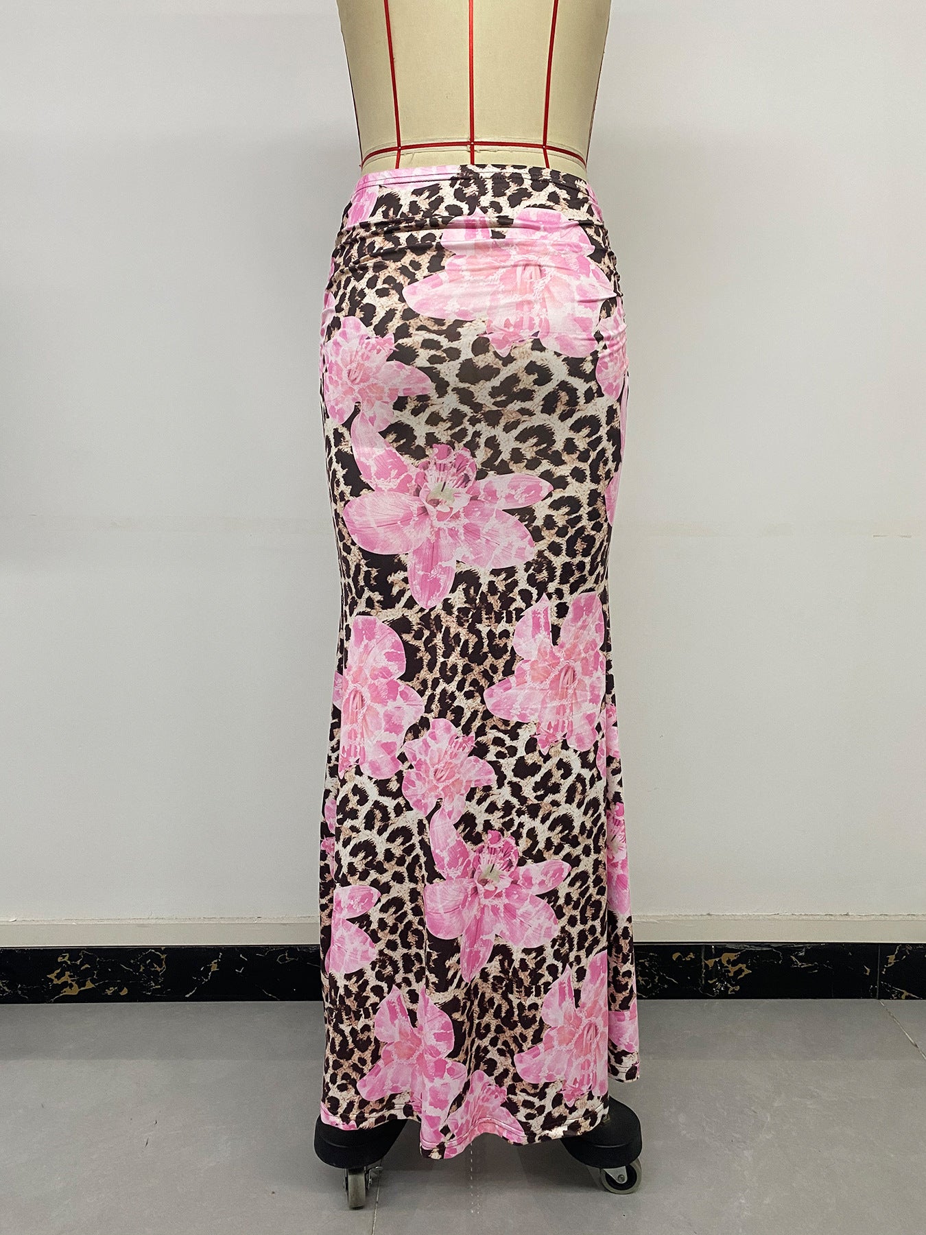 Maxi Skirt with Leopard & Floral Print