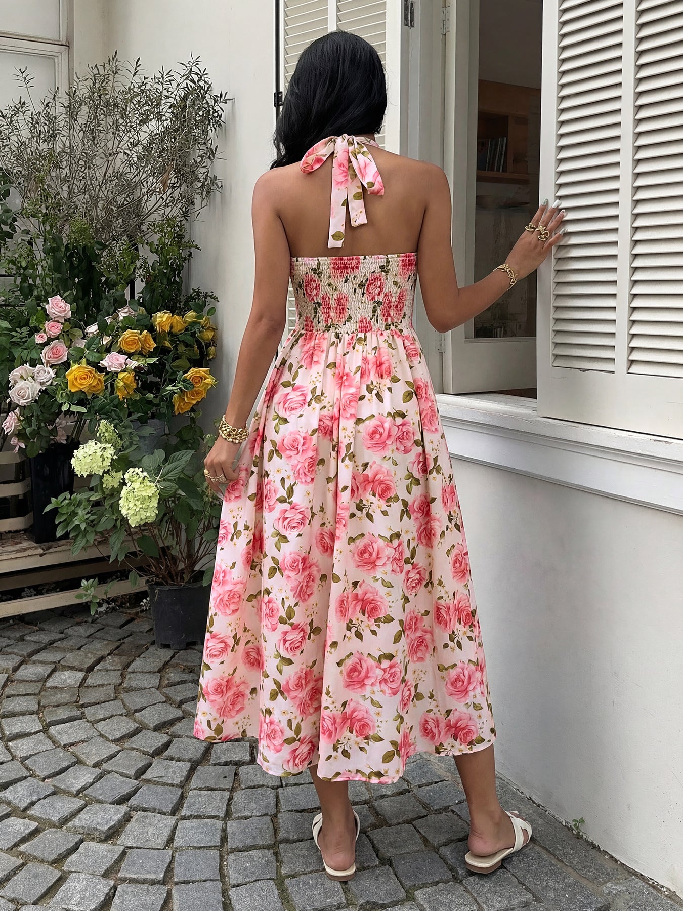 Floral Halter Maxi Dress