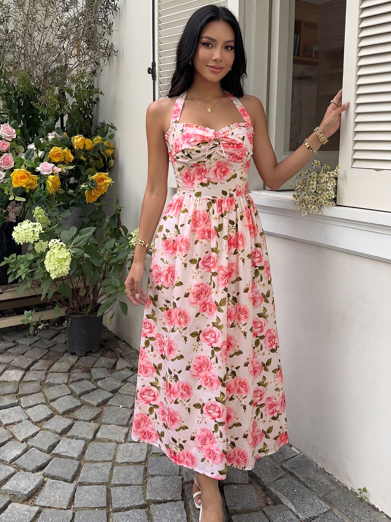 Floral Halter Maxi Dress