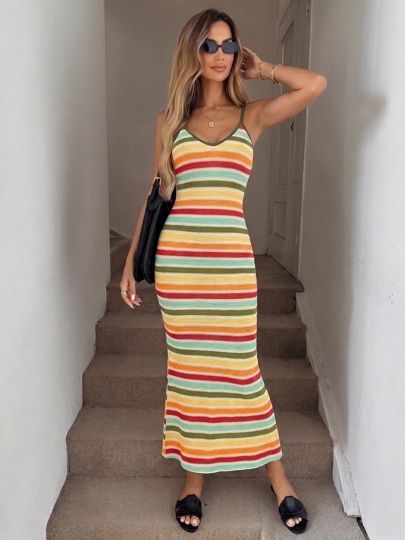 Colorful Striped Maxi Dress