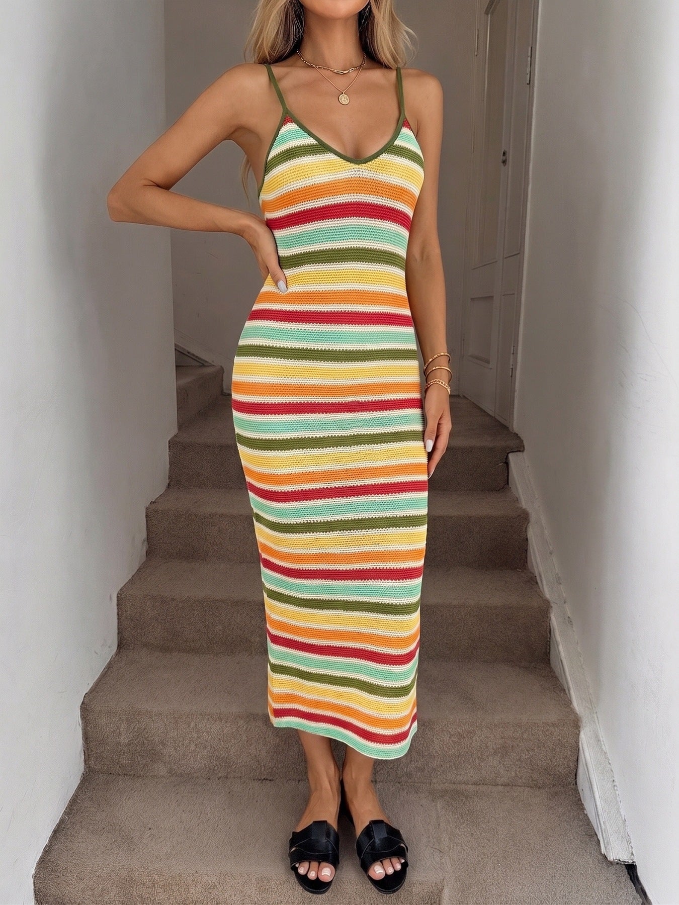 Colorful Striped Maxi Dress