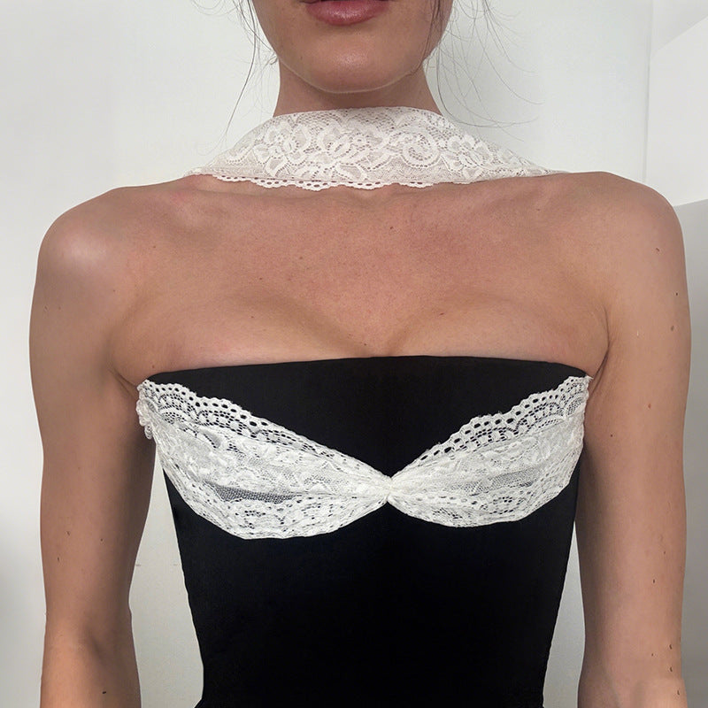 Strapless Lace Trim Top