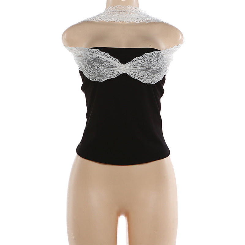 Strapless Lace Trim Top