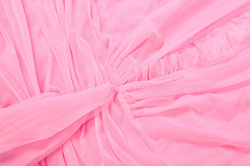 Pink Pleated Evening Gown