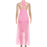 Pink Pleated Evening Gown