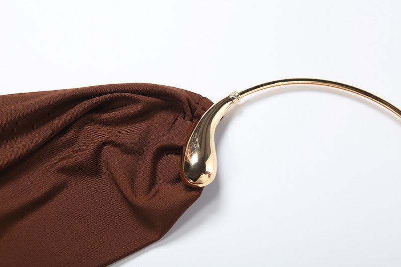 Brown Draped Halter Top