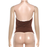 Brown Draped Halter Top