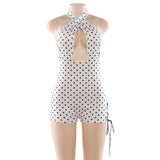 Polka Dot Halter Romper with Detail