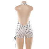 Polka Dot Halter Romper with Detail
