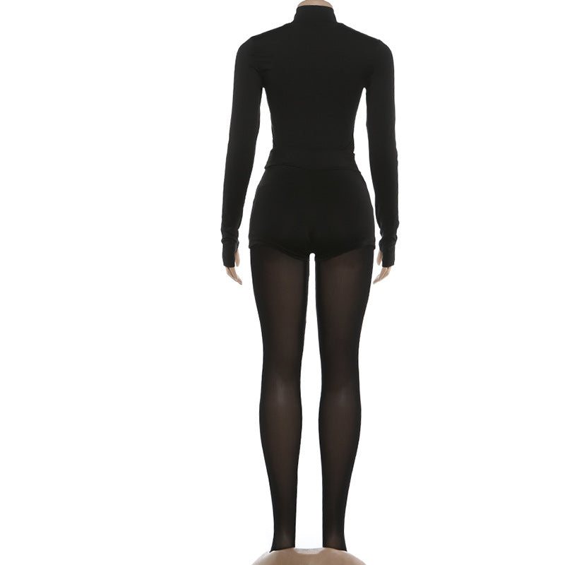 Top with High Waisted Shorts & Sleek Legging