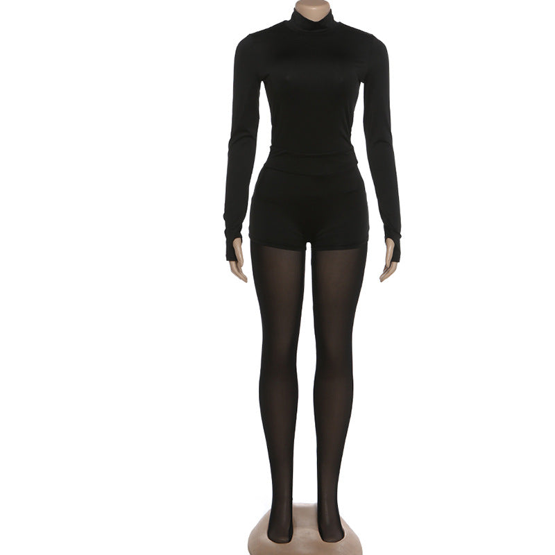 Top with High Waisted Shorts & Sleek Legging