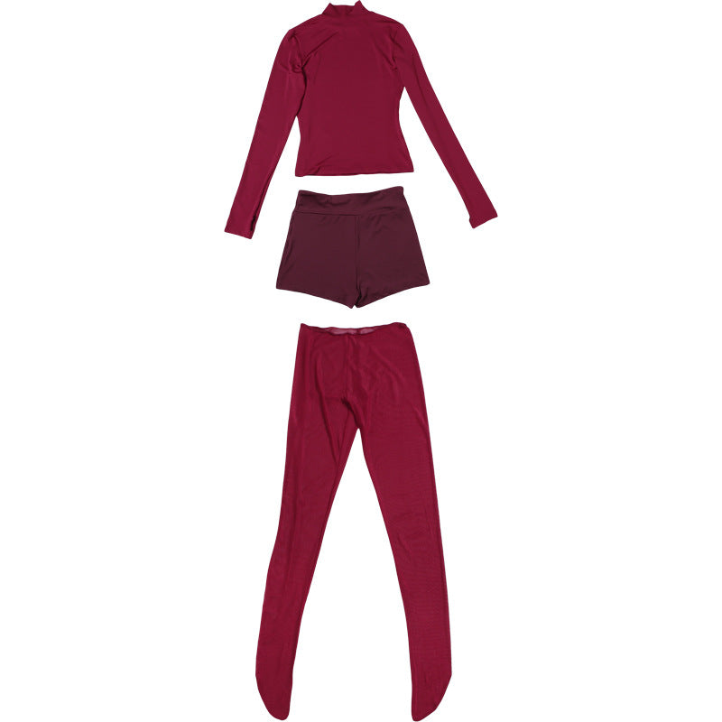 Top with High Waisted Shorts & Sleek Legging