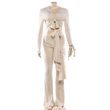 Long Sleeve Two-Piece Set with Tie Details