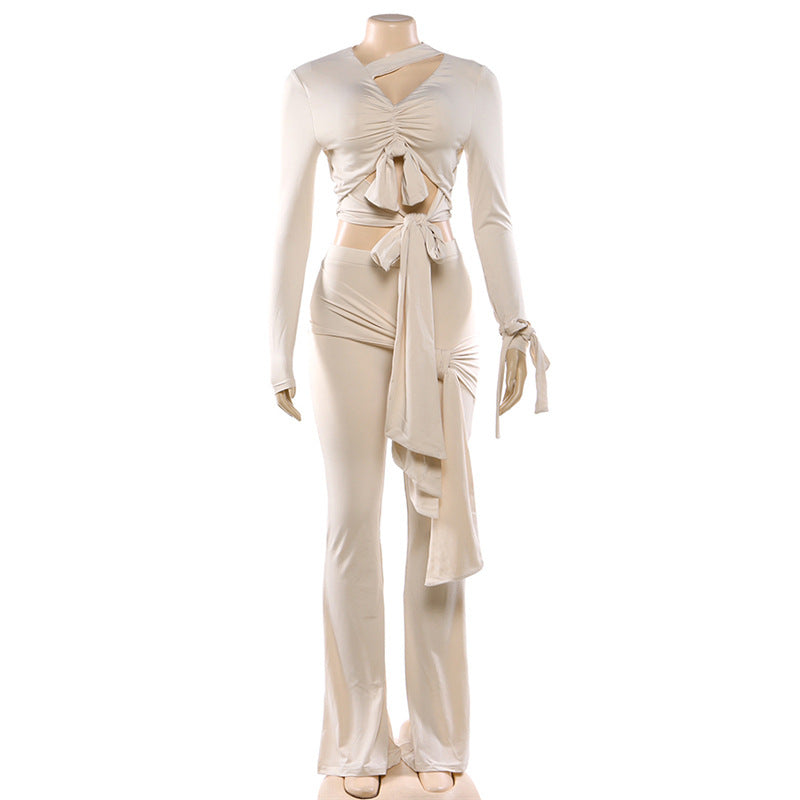 Long Sleeve Two-Piece Set with Tie Details