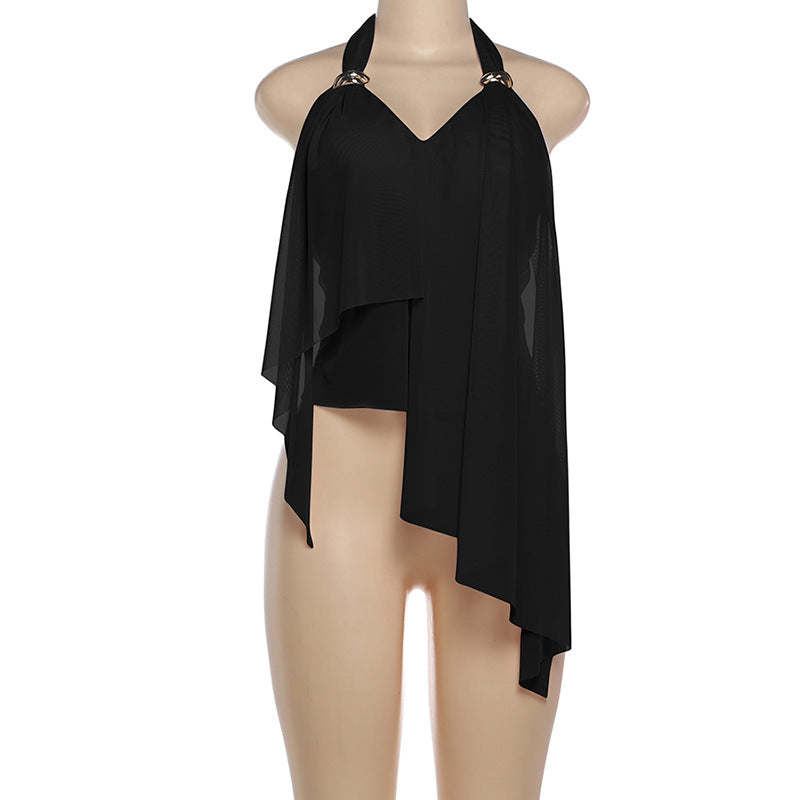 Ruffled Halter Top with Accents
