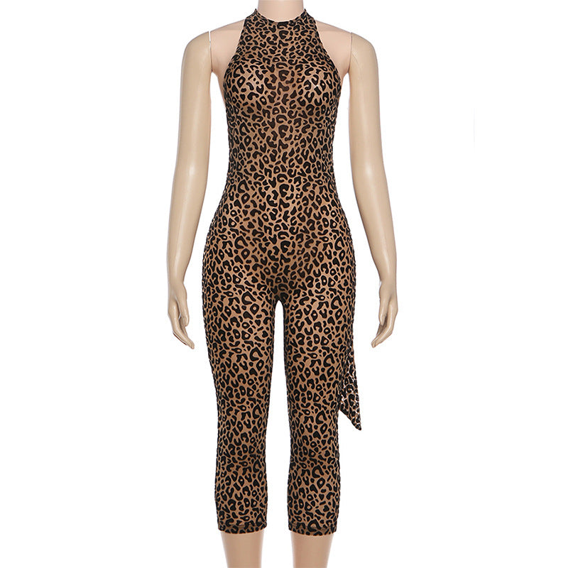 Animal Print Halter Jumpsuit
