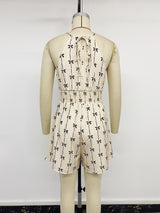 Halter Jumpsuit with Smocked Waist