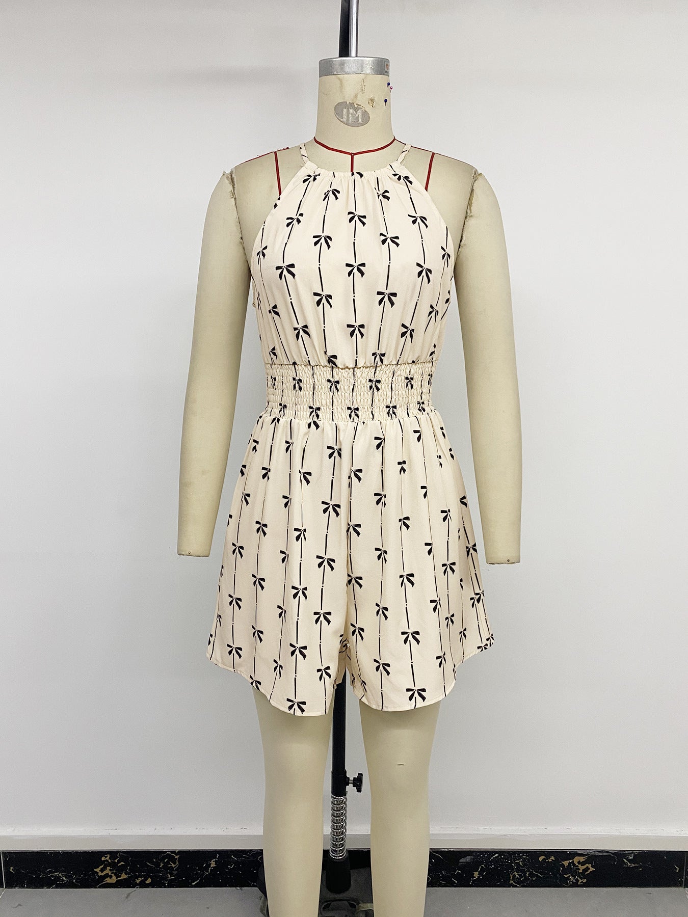 Halter Jumpsuit with Smocked Waist