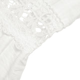 Crochet-Trim Jumpsuit with Ruffled Sleeves