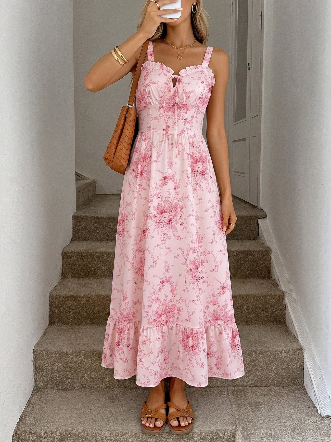 Floral Maxi Dress with Ruffle Hem