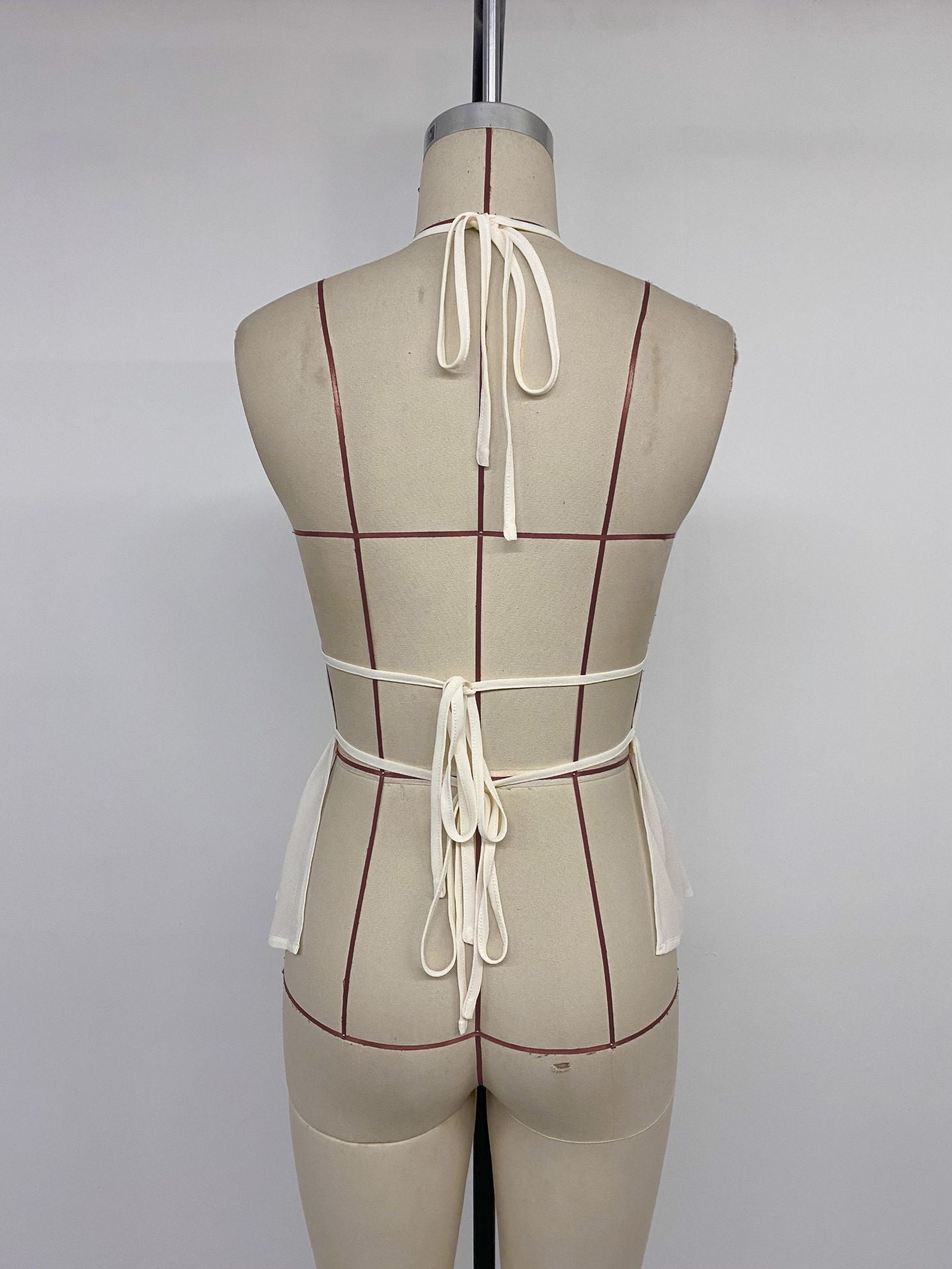 Beige Halter Peplum Top