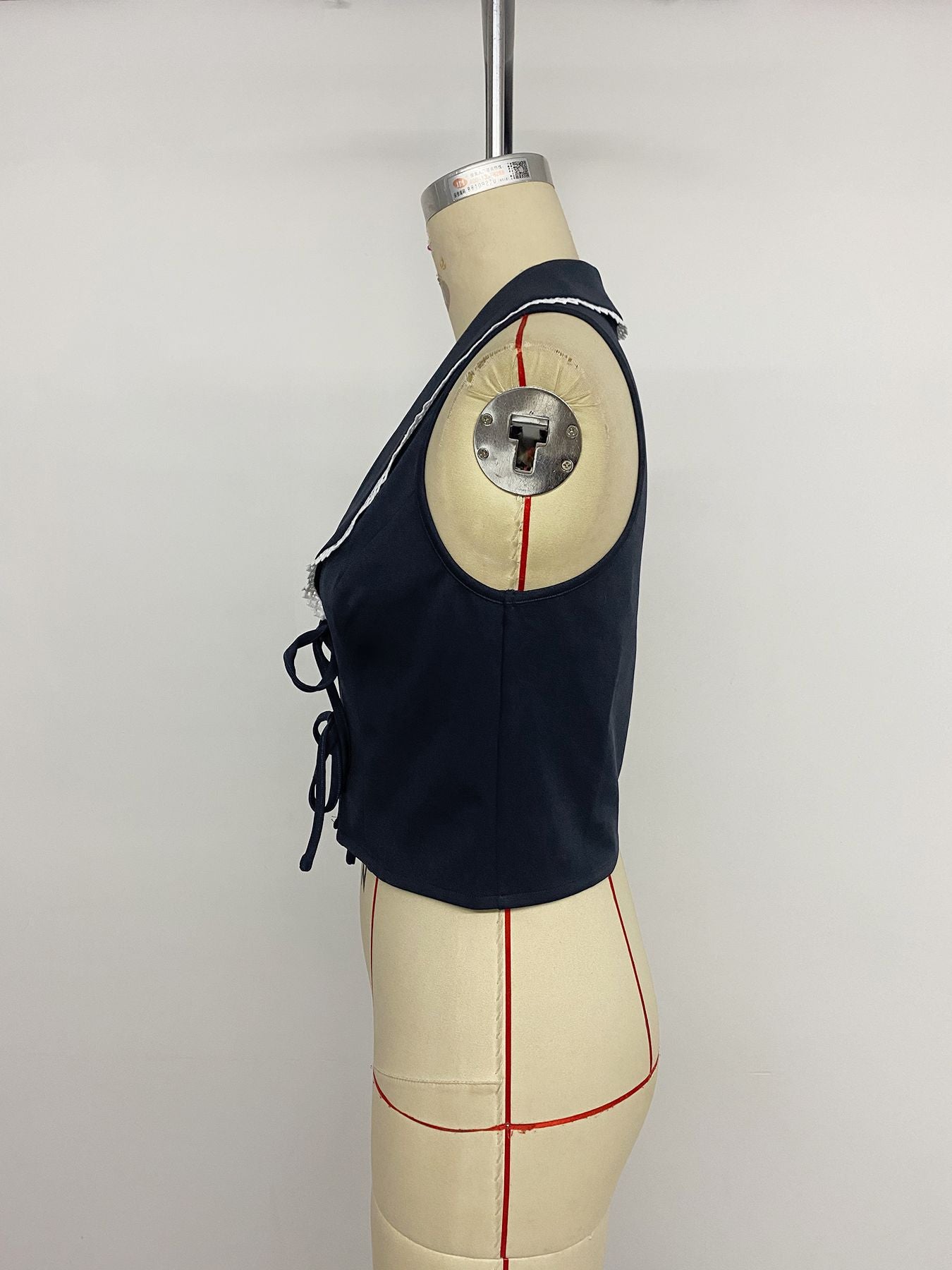 Sleeveless Tie-Front Top with Trim