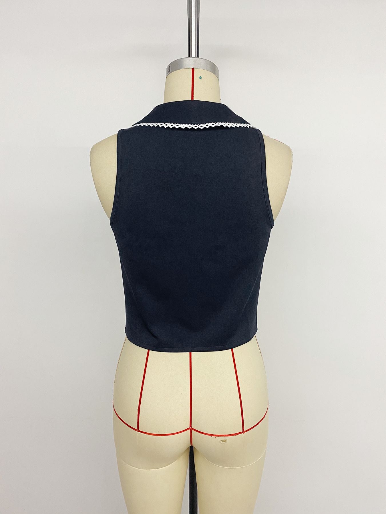 Sleeveless Tie-Front Top with Trim