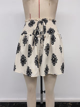Patterned Drawstring Waist Shorts