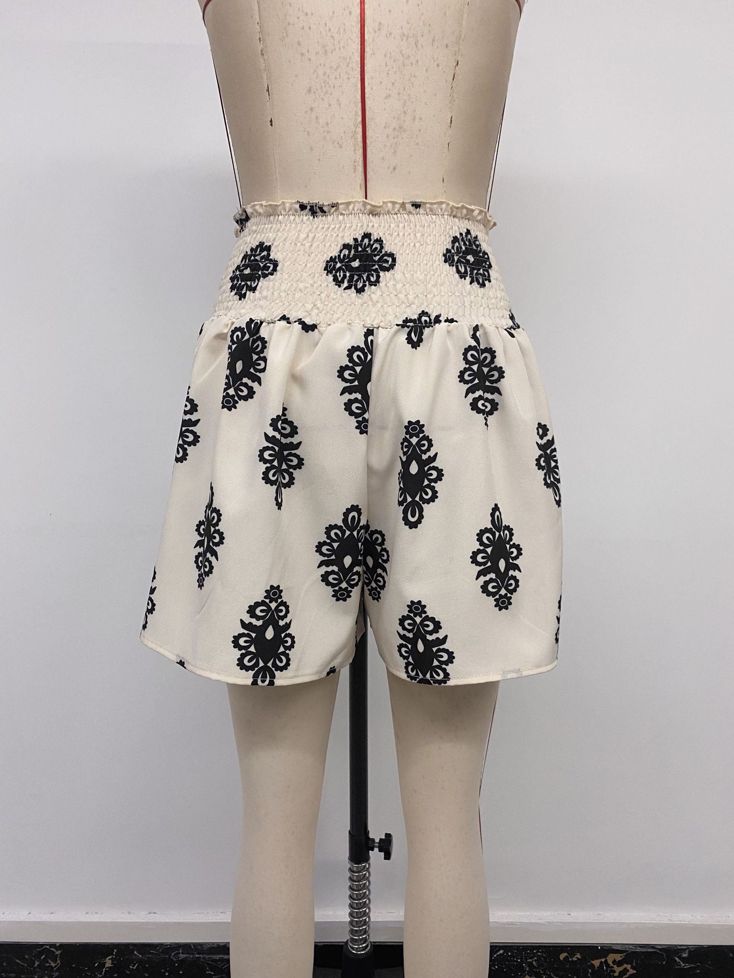 Patterned Drawstring Waist Shorts