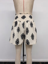 Patterned Drawstring Waist Shorts