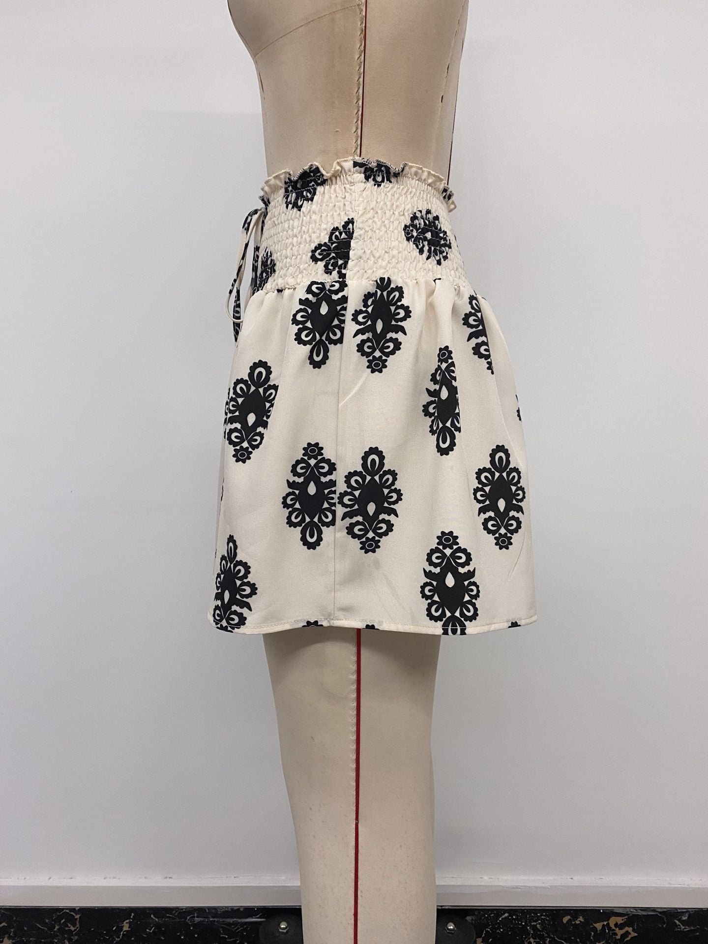 Patterned Drawstring Waist Shorts