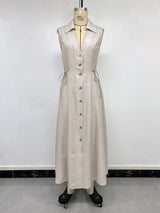 Sleeveless Button-Down Maxi Dress