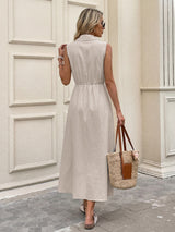 Sleeveless Button-Down Maxi Dress