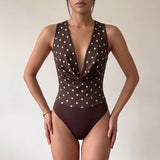 Polka Dot Sleeveless Cowl Neck Romper