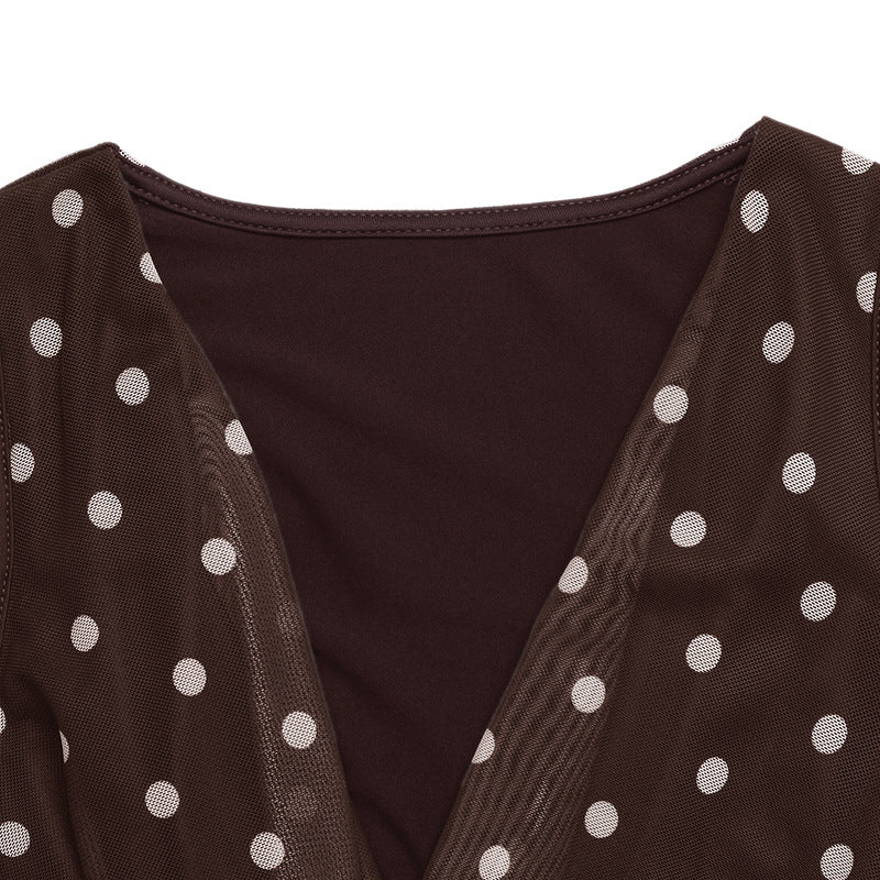 Polka Dot Sleeveless Cowl Neck Romper
