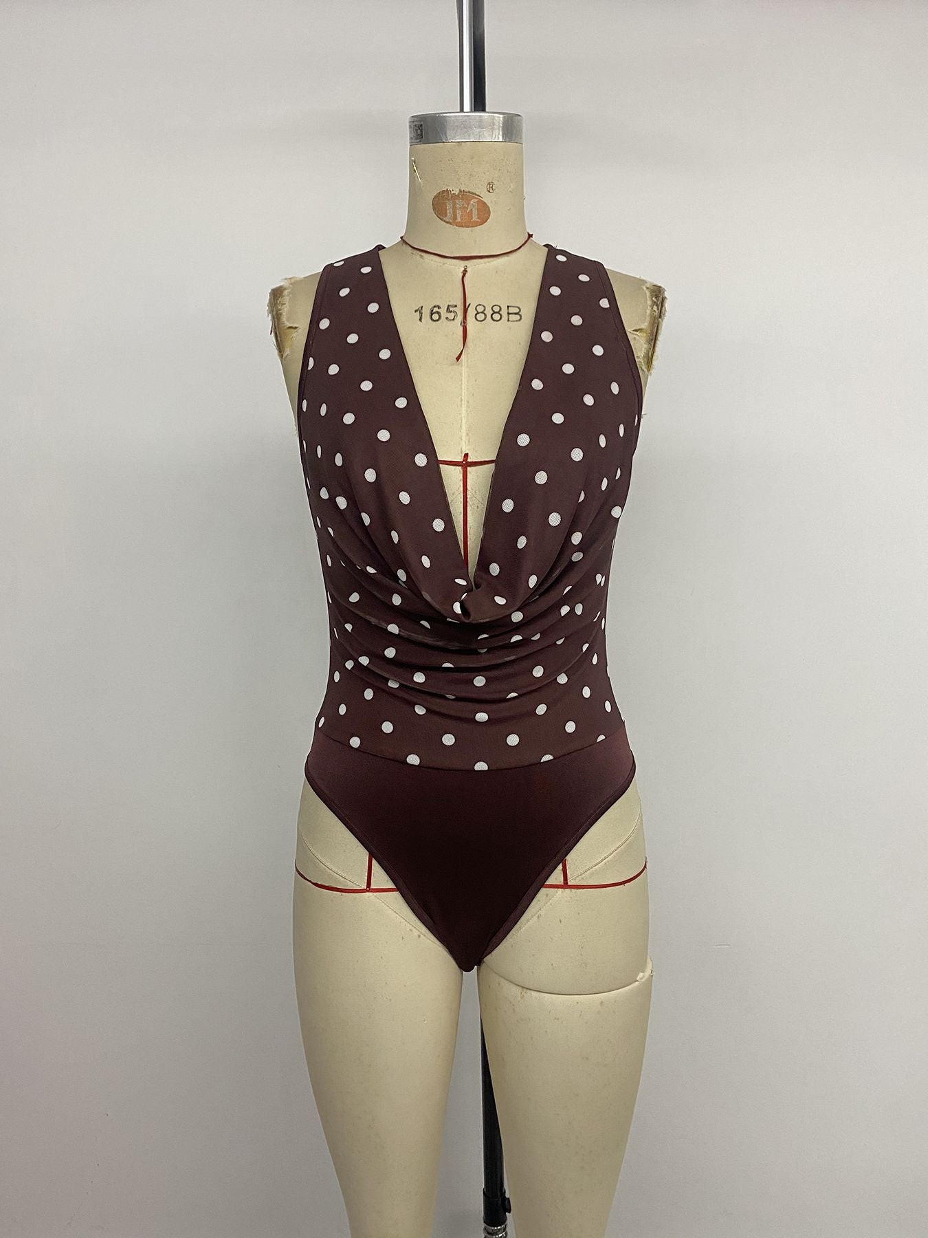Polka Dot Sleeveless Cowl Neck Romper