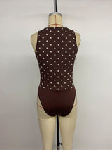Polka Dot Sleeveless Cowl Neck Romper