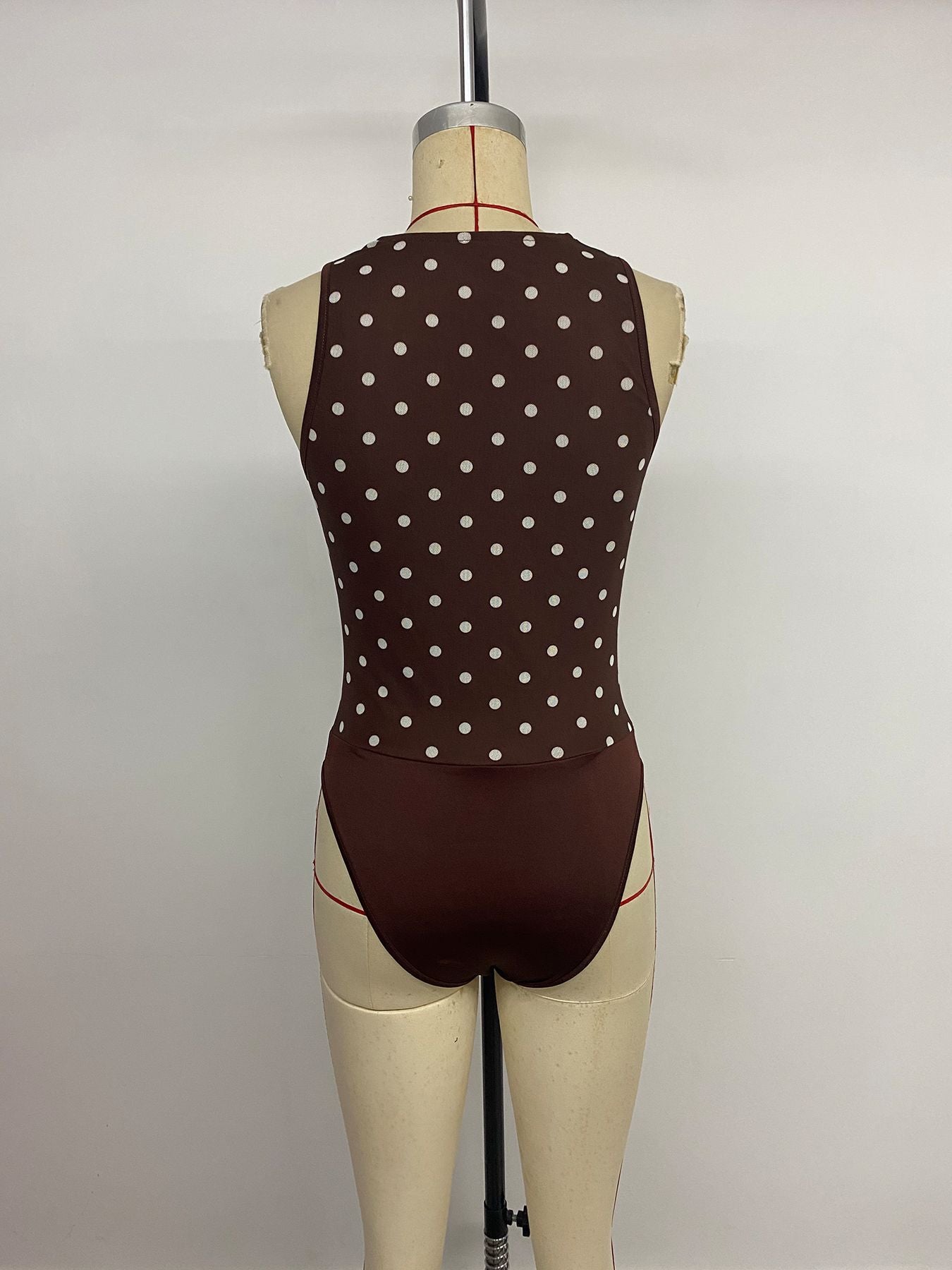 Polka Dot Sleeveless Cowl Neck Romper