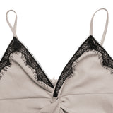 Beige Lace Trim Cami Top