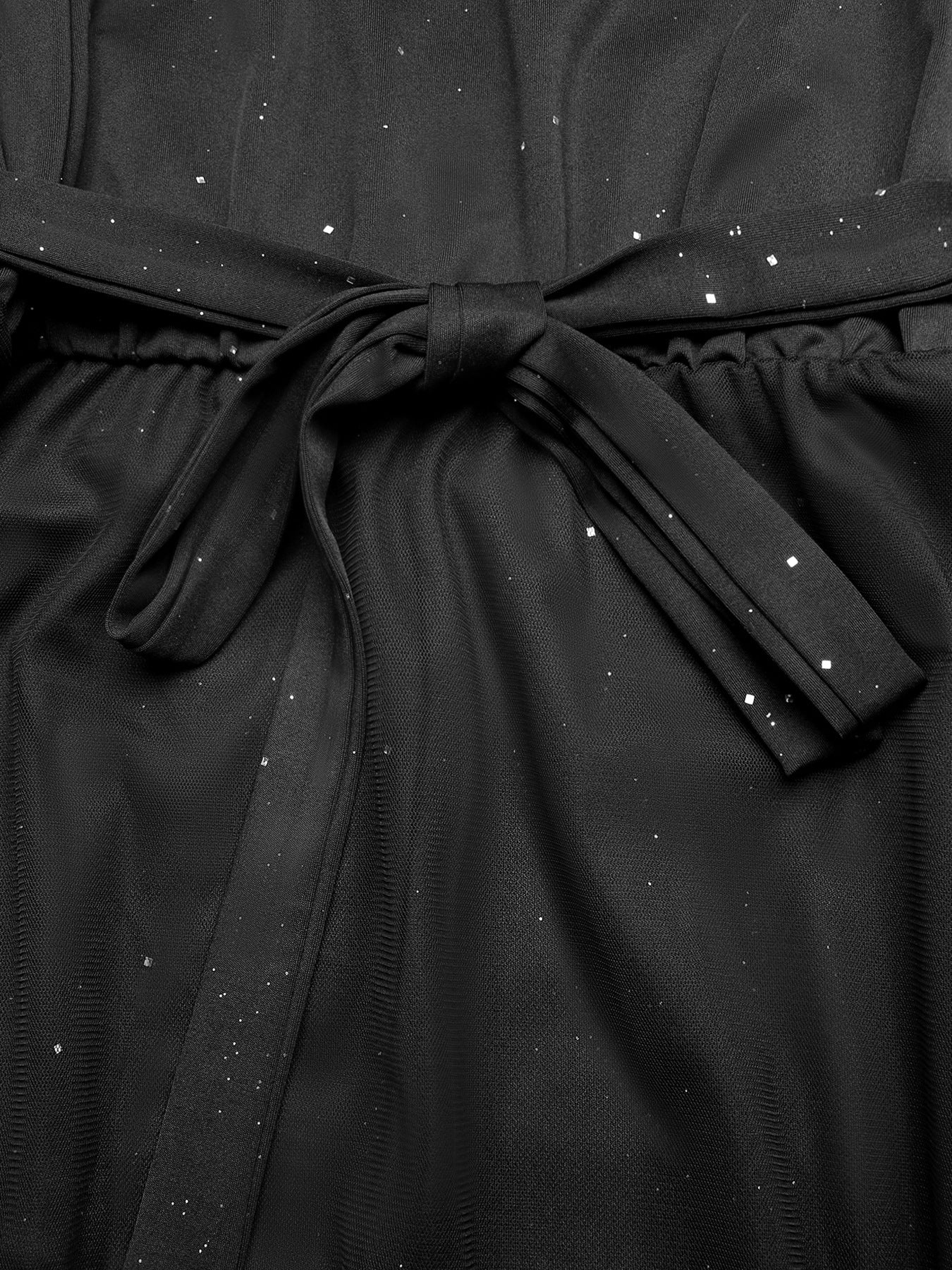 Black Sleeveless Midi Dress with Sheer Overlay