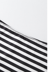 Black White Striped Bodycon Crop Top Set