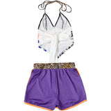 Leopard Patchwork Halter Romper with Shorts