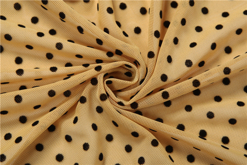 Mustard Polka Dot High Neck Bodycon Romper
