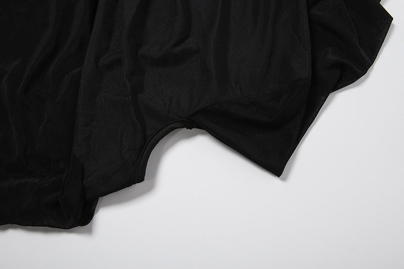 Black Sheer Mesh Sleeve Bodycon Mini Dress