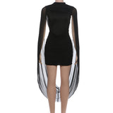 Black Sheer Mesh Sleeve Bodycon Mini Dress