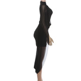 Black Sheer Mesh Sleeve Bodycon Mini Dress