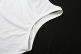White Graphic Racerback Tank with Slogan Print